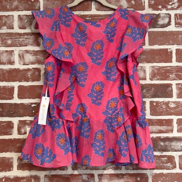 NWT J. Marie Womens Piper Flutter Sleeve Floral Top Size Small Pink Purple - Picture 2 of 6